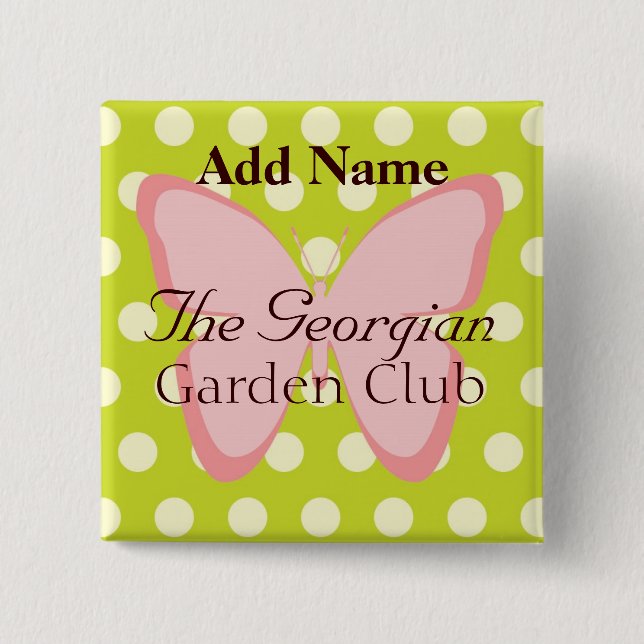 The Georgian Garden Club 2 Inch Square Button (Front)
