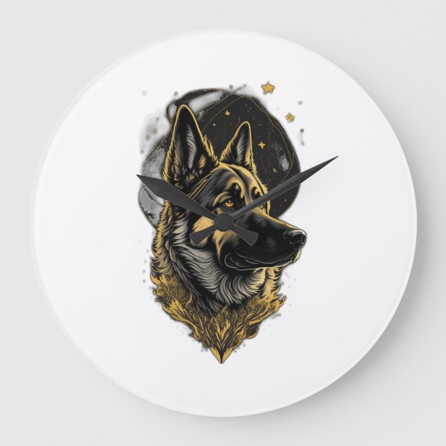 The German Shepherd 007 Large Clock (Front)