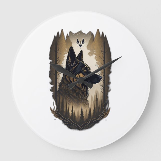 The German Shepherd 008  Large Clock (Front)