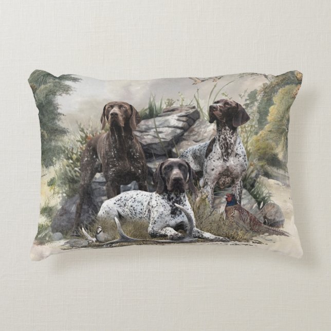 The German Shorthaired Pointer or Deutsch Kurzhaar Accent Pillow (Front)