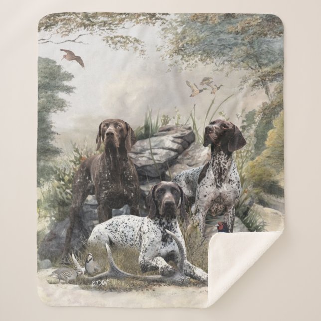 The German Shorthaired Pointer or Deutsch Kurzhaar Sherpa Blanket (Front)