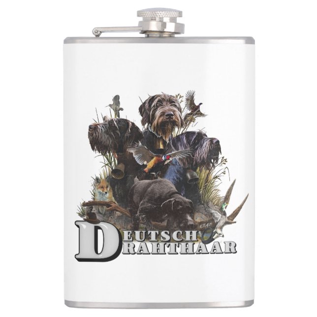 The German Wirehaired Pointer Hip Flask (Front)