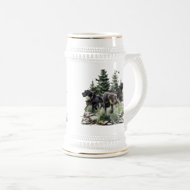 The German Wirehaired Pointers, Art Beer Stein (Front Right)