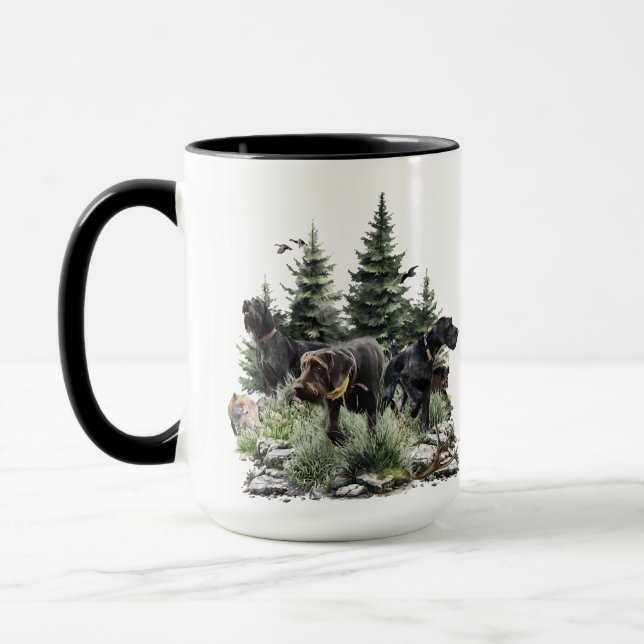 The German Wirehaired Pointers, Art Mug (Left)