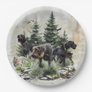 The German Wirehaired Pointers, Art Paper Plate