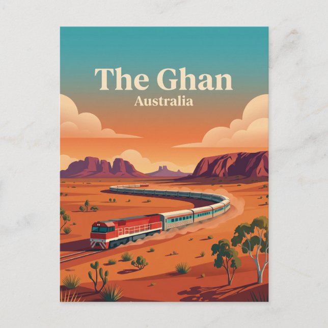 The Ghan, Australian Outback rail journey Postcard (Front)