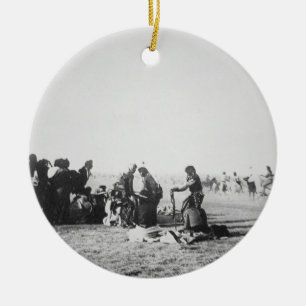 The Ghost Dance, South Dakota, 1890 (b/w photo) Ceramic Ornament