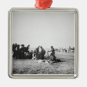 The Ghost Dance, South Dakota, 1890 (b/w photo) Metal Ornament