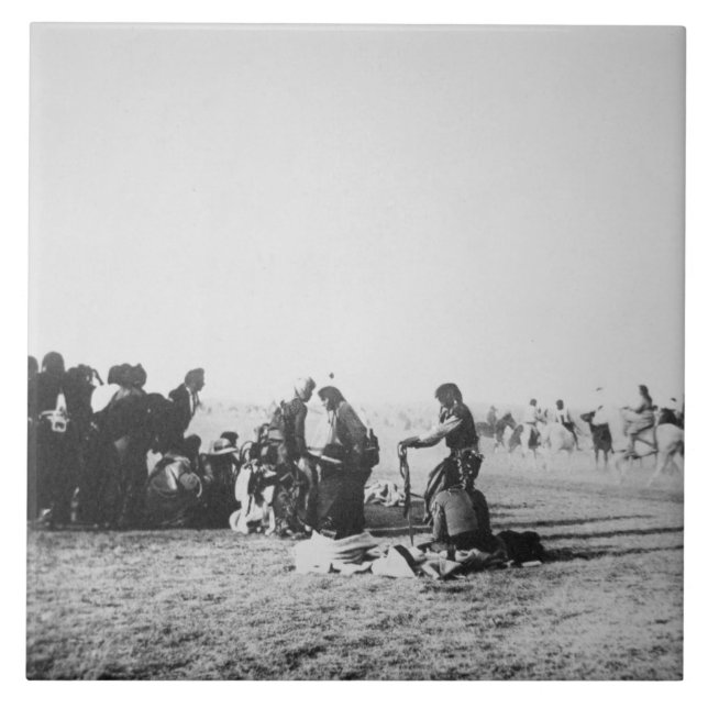 The Ghost Dance, South Dakota, 1890 (b/w photo) Tile (Front)