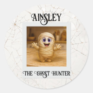 The Ghost Hunter Halloween Mummy Photo Classic Round Sticker