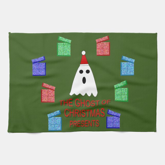 The Ghost of Christmas Presents Funny Kitchen Towel (Horizontal)