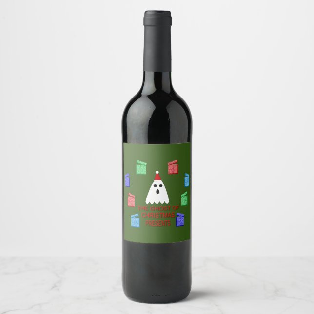 The Ghost of Christmas Presents Funny Wine Label (Front)