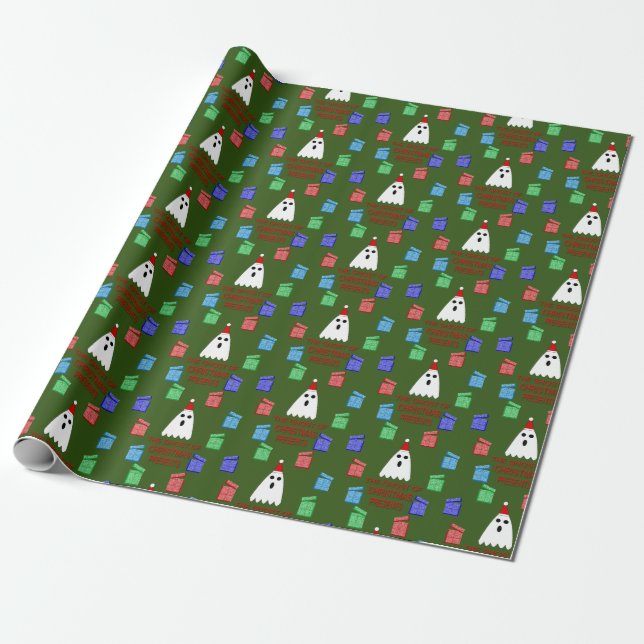 The Ghost of Christmas Presents Funny Wrapping Paper (Unrolled)