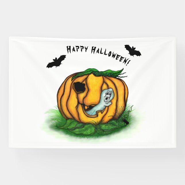 The Ghost of Halloween , Bat , Ghost and Spider Banner (Horizontal)