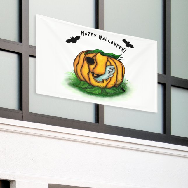 The Ghost of Halloween , Bat , Ghost and Spider Banner (Outside Building)