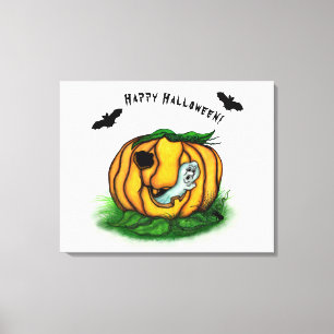 The Ghost of Halloween , Bat , Ghost and Spider Canvas Print