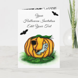 The Ghost of Halloween , Bat , Ghost and Spider Invitation
