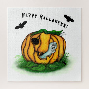 The Ghost of Halloween , Bat , Ghost and Spider Jigsaw Puzzle