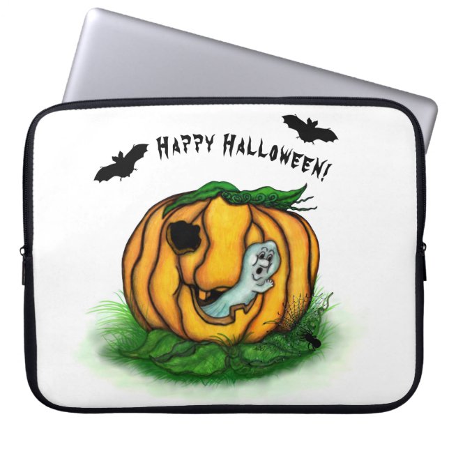 The Ghost of Halloween , Bat , Ghost and Spider Laptop Sleeve (Front)