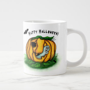 The Ghost of Halloween , Bat , Ghost and Spider Large Coffee Mug