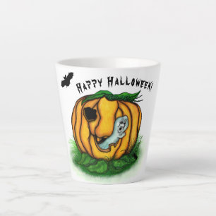 The Ghost of Halloween , Bat , Ghost and Spider Latte Mug