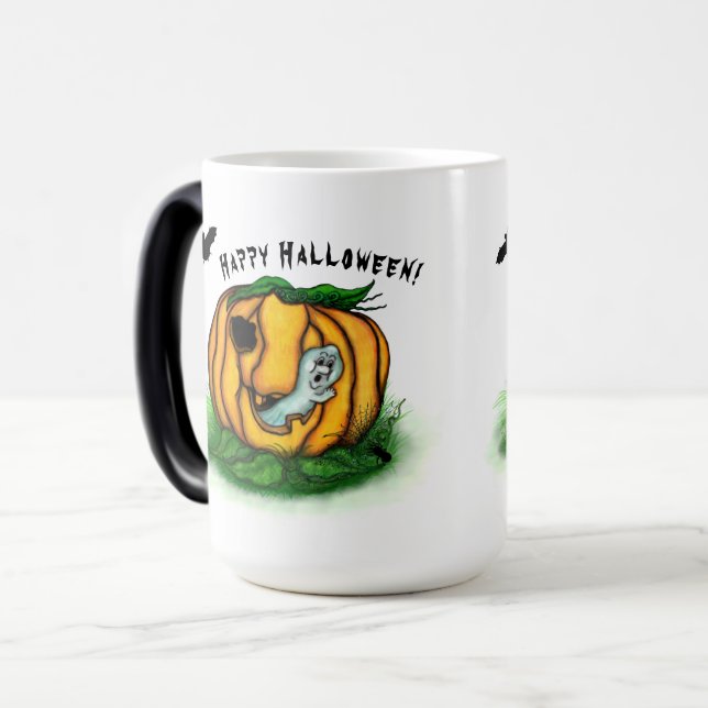 The Ghost of Halloween , Bat , Ghost and Spider Magic Mug (Front Left)
