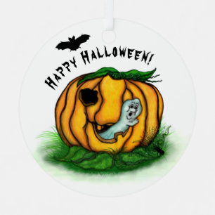 The Ghost of Halloween , Bat , Ghost and Spider Metal Ornament