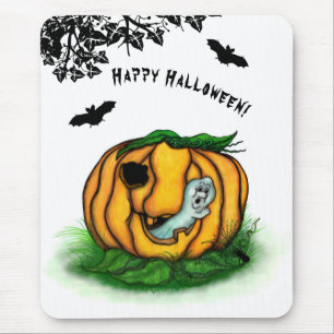 The Ghost of Halloween , Bat , Ghost and Spider Mouse Pad