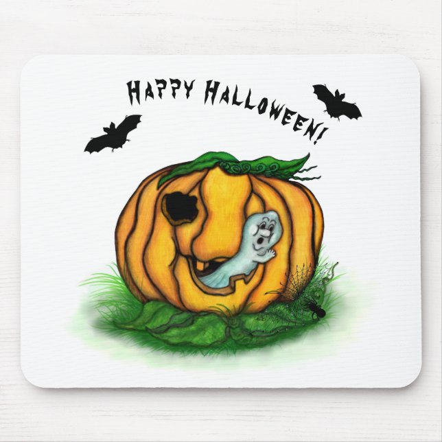 The Ghost of Halloween , Bat , Ghost and Spider Mouse Pad (Front)