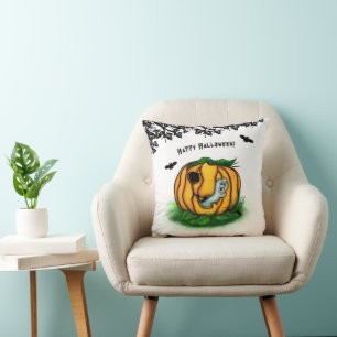 The Ghost of Halloween , Bat , Ghost and Spider Throw Pillow