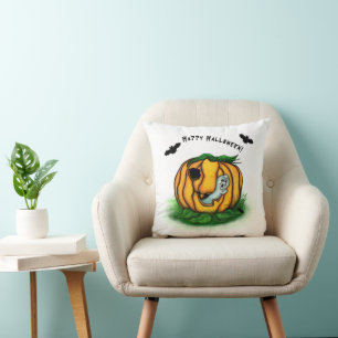 The Ghost of Halloween , Bat , Ghost and Spider Throw Pillow