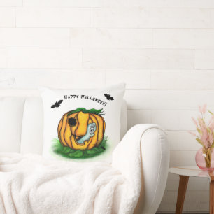 The Ghost of Halloween , Bat , Ghost and Spider Throw Pillow
