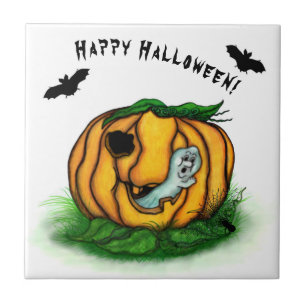 The Ghost of Halloween , Bat , Ghost and Spider Tile