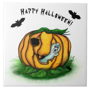 The Ghost of Halloween , Bat , Ghost and Spider Tile