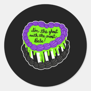 The Ghost With The Most Babe Halloween Cake Design Classic Round Sticker