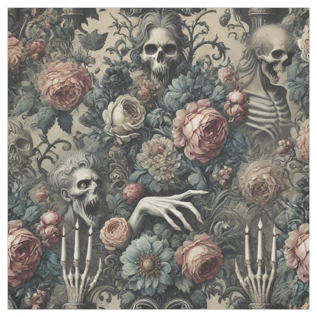 The Ghoul’s Gambit – Gothic Statement Tile Fabric (Swatch)