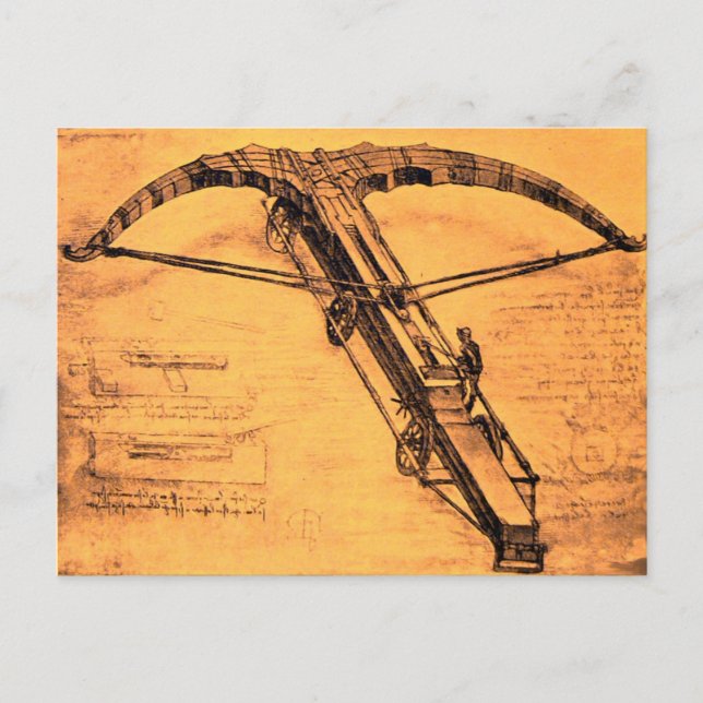 THE GIANT CROSSBOW ,Antique Parchment Postcard (Front)