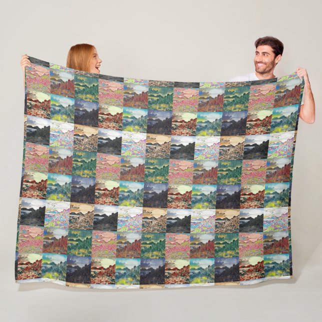 The Giant's Causeway...Northern Ireland Collage Fleece Blanket (In Situ)