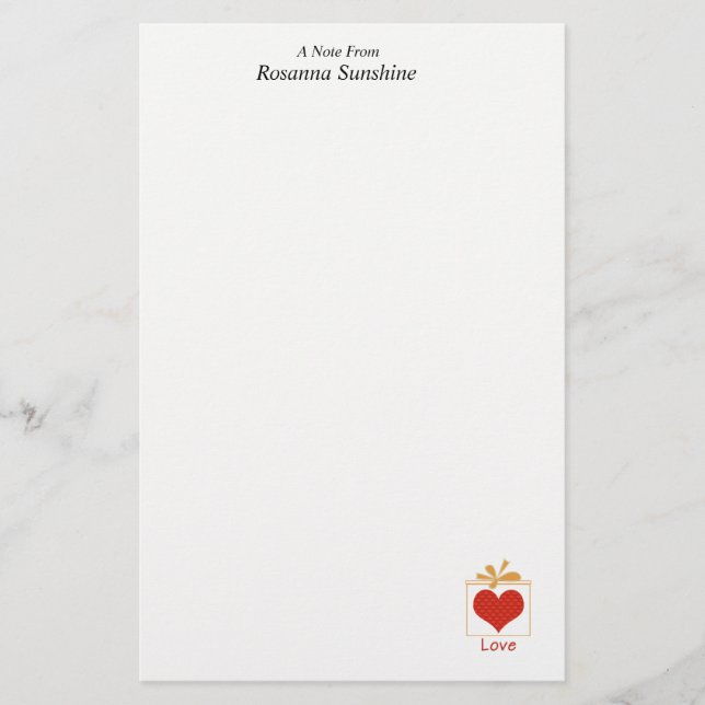 The Gift of Love Stationery (Front)