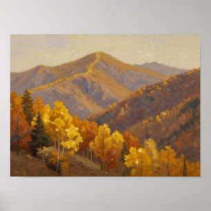 The Gilded Ascent: Golden Aspens Guarding the Sun Poster