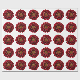 The Gilded Ruby Peony | Luxury Red & Gold Botanica Wrapping Paper