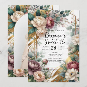 The Gilded Secret Garden Floral Glam Sweet 16 Invitation