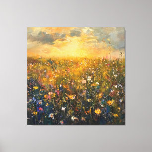 The Gilded Whispers of an Infinite Meadow Beneath Canvas Print