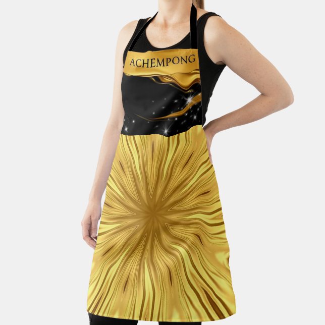 The Gilded Zenith: Molten Gold & Deep Crimson Full Apron (Insitu)