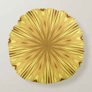 The Gilded Zenith: Molten Gold & Deep Crimson Luxu Round Pillow