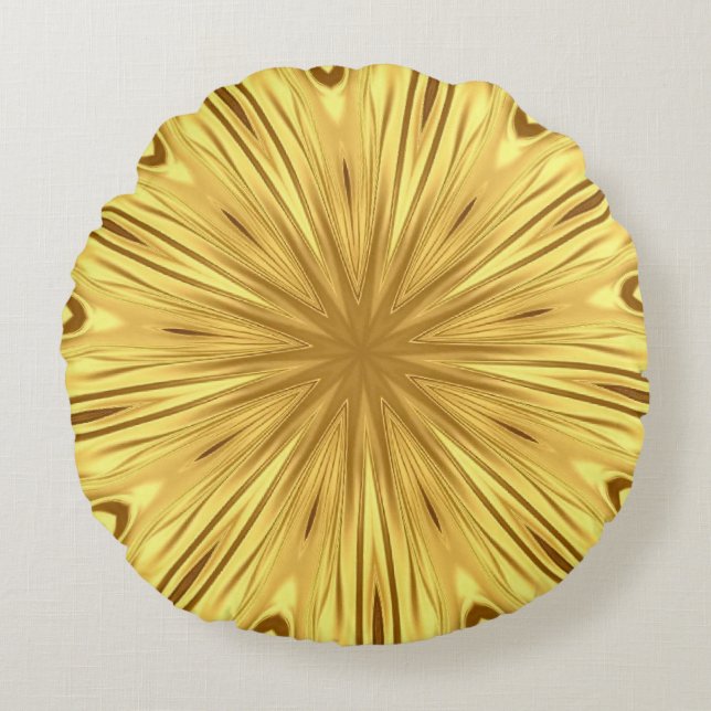 The Gilded Zenith: Molten Gold & Deep Crimson Luxu Round Pillow (Front)