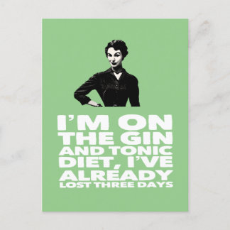 the Gin and Tonic Diet vintage lady Postcard