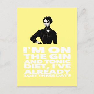 the Gin and Tonic Diet vintage lady Postcard