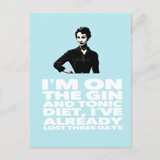 the Gin and Tonic Diet vintage lady Postcard