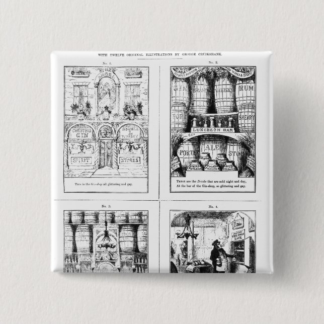 The Gin Shop 2 Inch Square Button (Front)